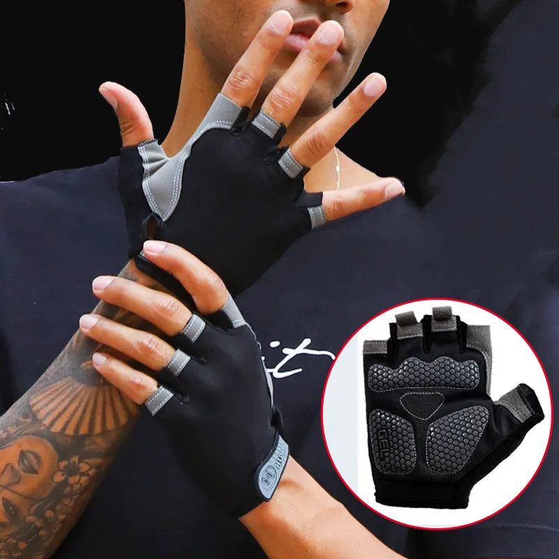 Gants de sport sans doigts pour l'entraînement physique, la musculation, antidérapants, respirants, pour le cyclisme, pour hommes et femmes, pour les sports de plein air