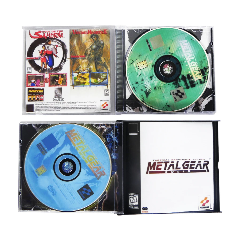 PS1 Metal Gear With Manual Copy Disc Game Black Bottom Unlock Console Station 1 Retro Optical Driver Video Game Part