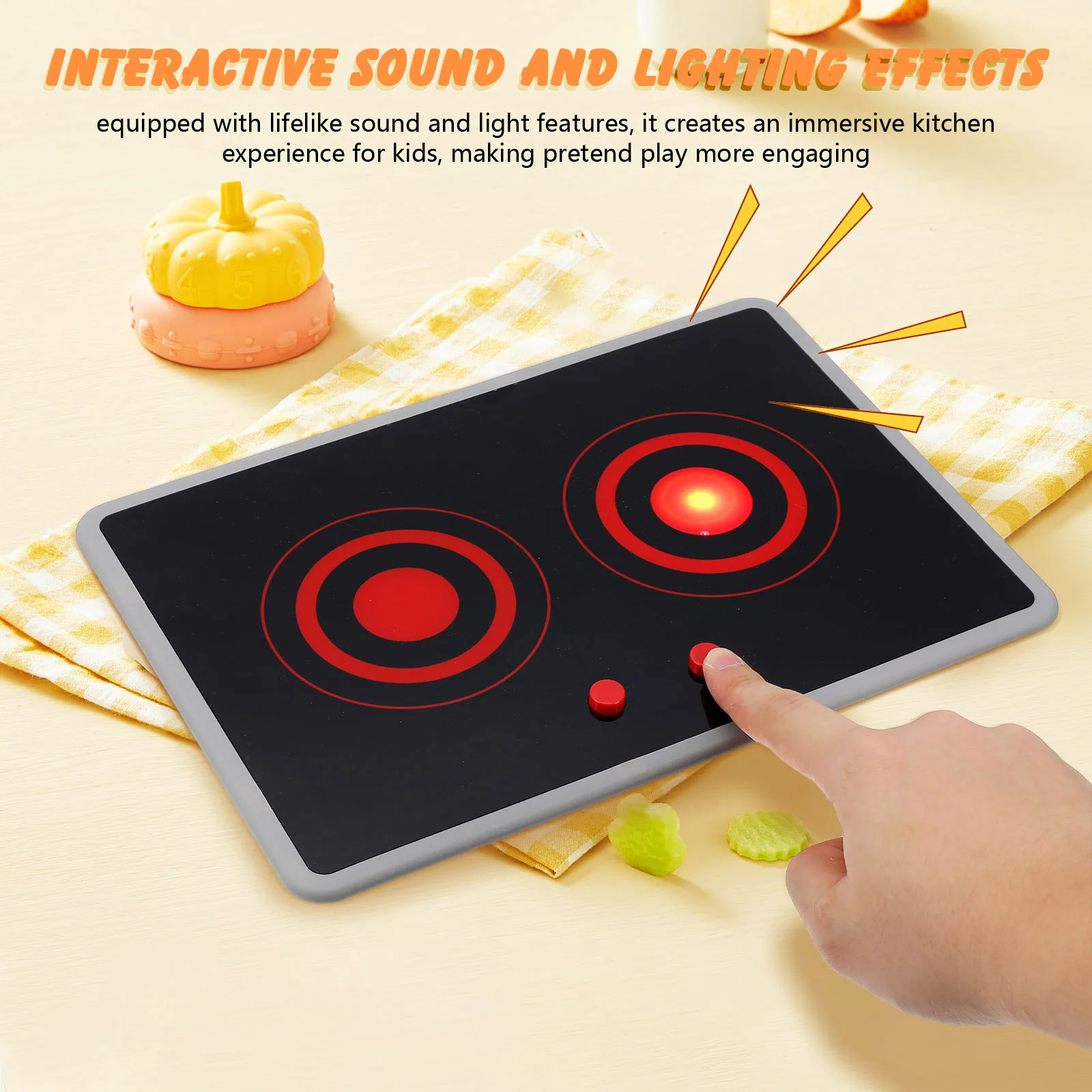 Cuisine Jouet pour Enfants à Domicile Appareil de Cuisine Réaliste Cuisinière à Induction avec Son et Lumière Jouet de Cuisine d'Imitation pour Tout-Petits Modèles Fonctionnels