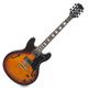 Rocktile Pro HB100-SB E-Gitarre (Halbresonanz/Hollowbody Korpus, 2 Humbucker, Rosenholz Griffbrett, Ahorn Hals, Mensur: 65 cm, Sattelbreite: 43 mm) Sunburst