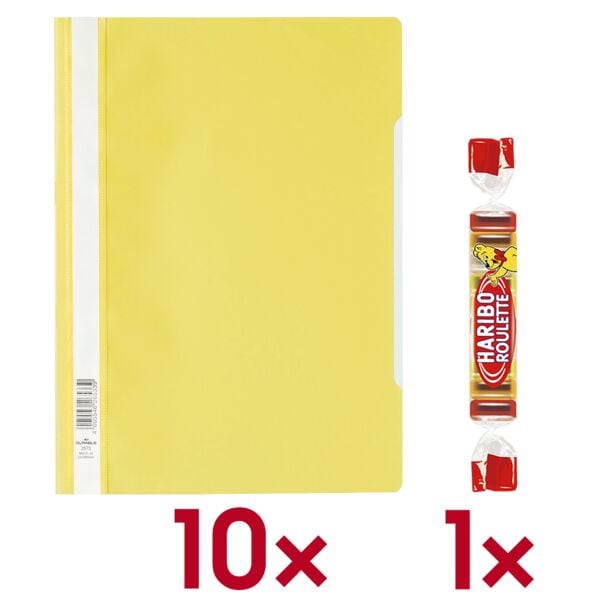 Durable 10x Schnellhefter A4 inkl. 1x Fruchtgummi »Roulette« gelb, 22.7x31 cm Image