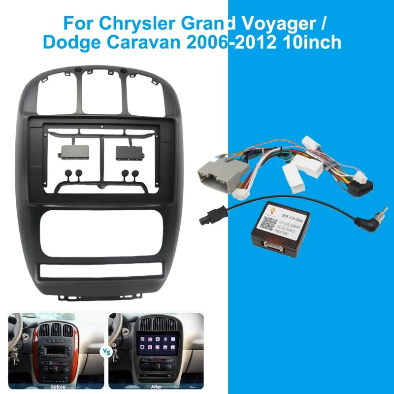 10 Zoll Autoradio-Rahmenblende für Chrysler Grand Voyager / Dodge Caravan 2006-2012 Armaturenbrett-Montagekit 2 Din DVD-Einbaurahmen Image