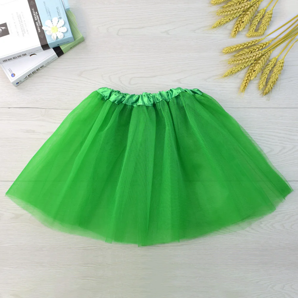 Hellgrüner Ballett-Tutu-Rock für Kinder, 38 cm Taille, 60–65 cm, Stretch-Taille, 28 cm Länge, 3 Schichten, Tüll, zum Anziehen, Ballett-Party-Kostüm Image