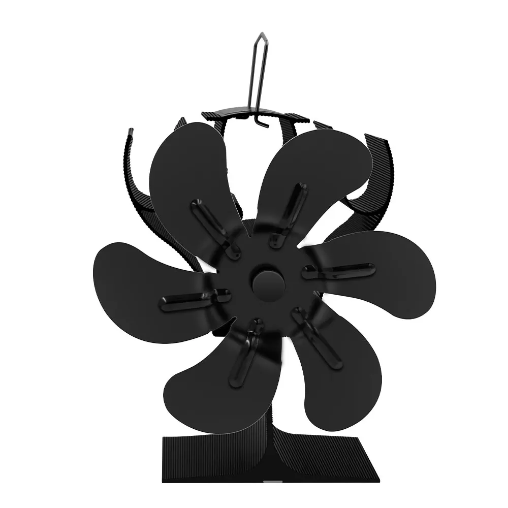 Wärmebetriebener Ofenventilator, Eco Quiet, Schwarz, 6 Flügel, für Holzöfen und Kamine, effiziente Wärmeverteilung, Winterwärmer für Zuhause