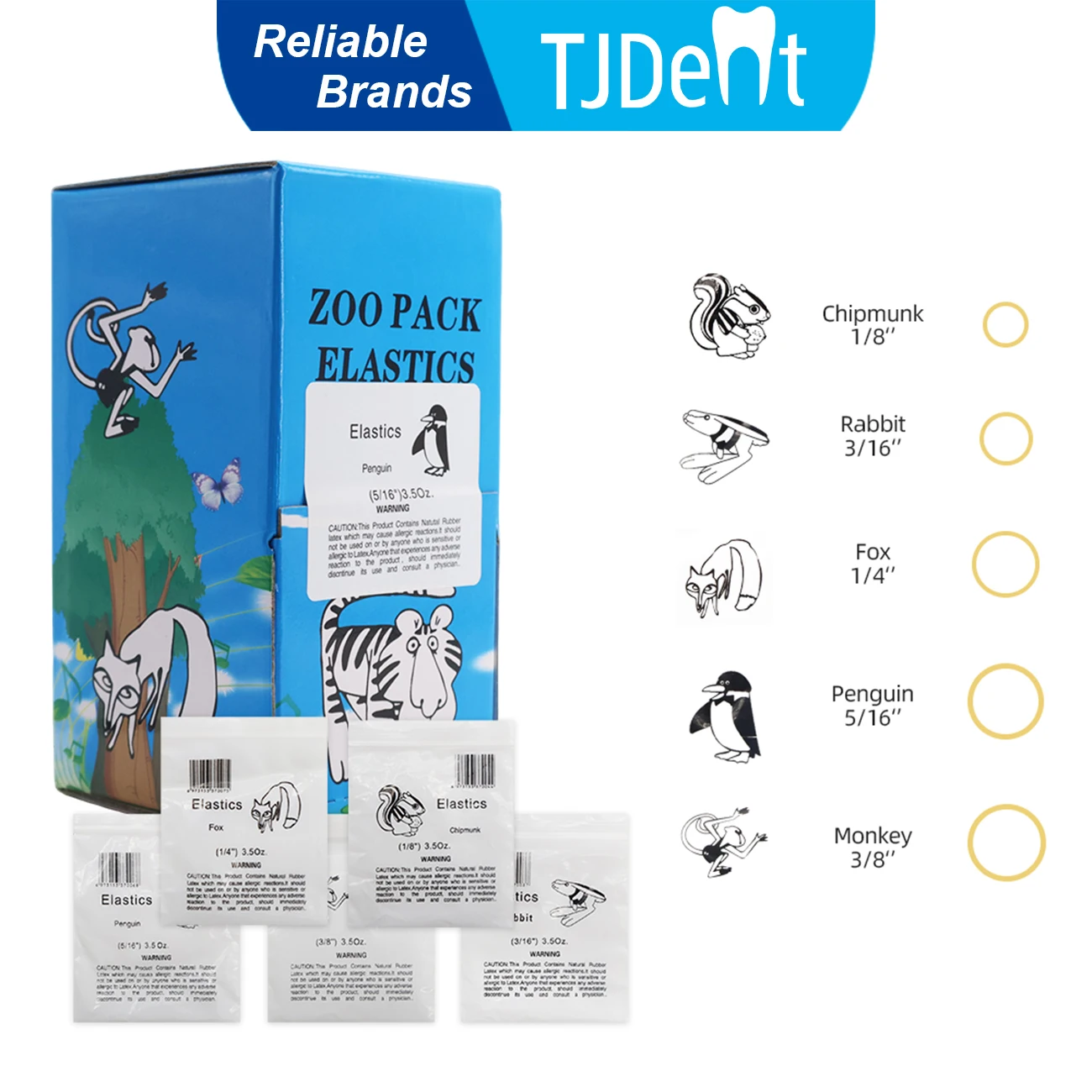 TJdent 5000 Teile/schachtel Dental Kieferorthopädische Gummibänder Gummibänder Zoo Pack Latex Hosenträger Ligation Ring 3,5 UNZEN Zahnmedizin Material Image