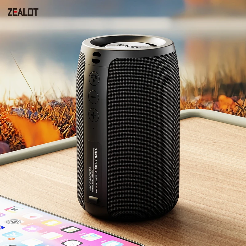 Enceinte Bluetooth sans fil Zealot-S32, mini enceinte portable avec subwoofer, double appairage TWS, BT5.2, 15W, pour l