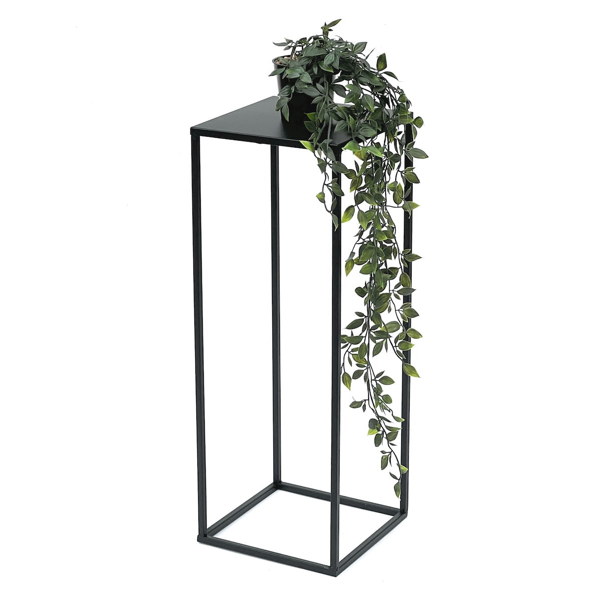 DanDiBo Blumenhocker Metall Schwarz Eckig 60 cm Blumenständer Beistelltisch 96315 M Blumensäule Modern Pflanzenständer Pflanzenhocker Image