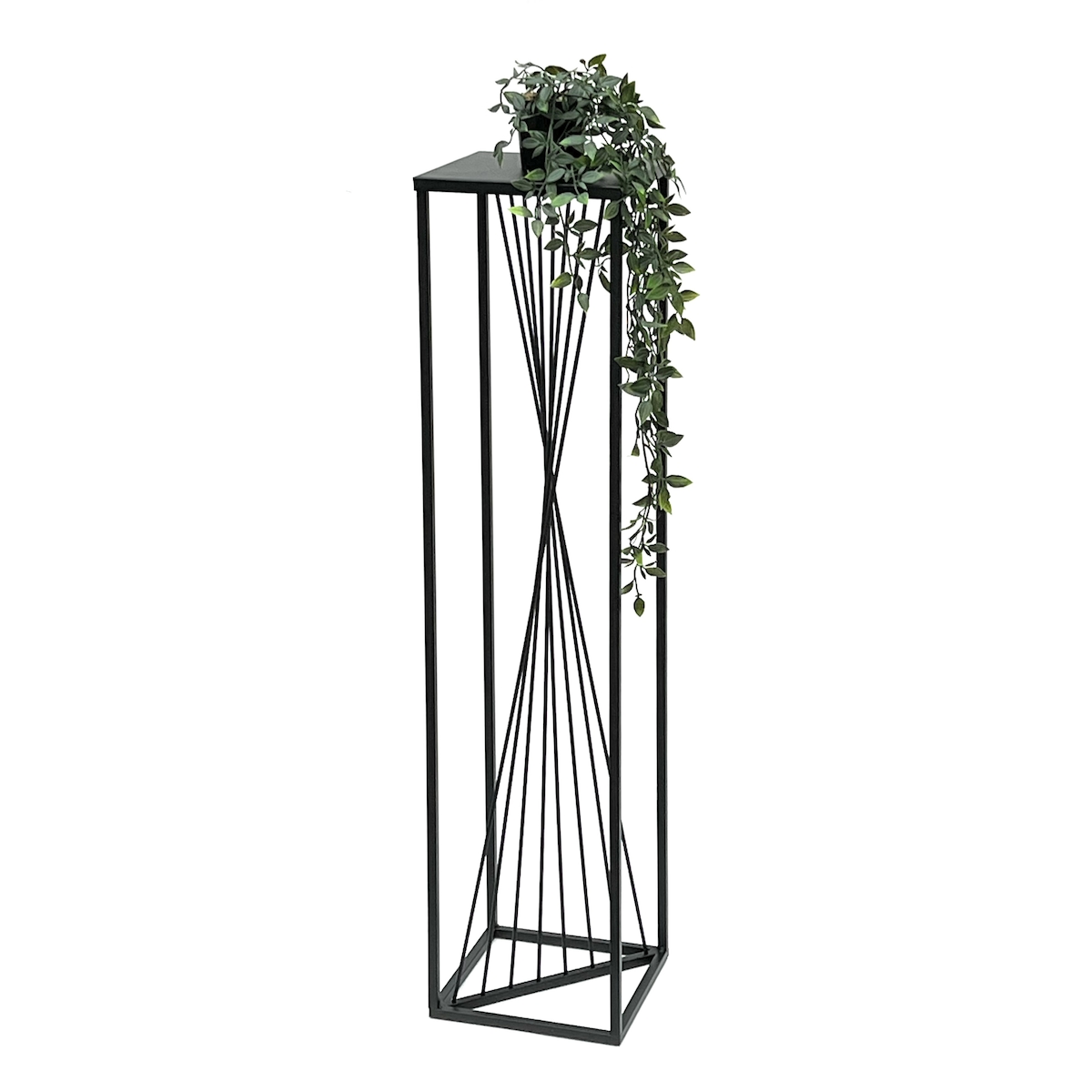 DanDiBo Blumenhocker Metall Schwarz Eckig 100 cm Blumenständer Beistelltisch 96458 Blumensäule Design Modern Pflanzenständer Pflanzenhocker Image