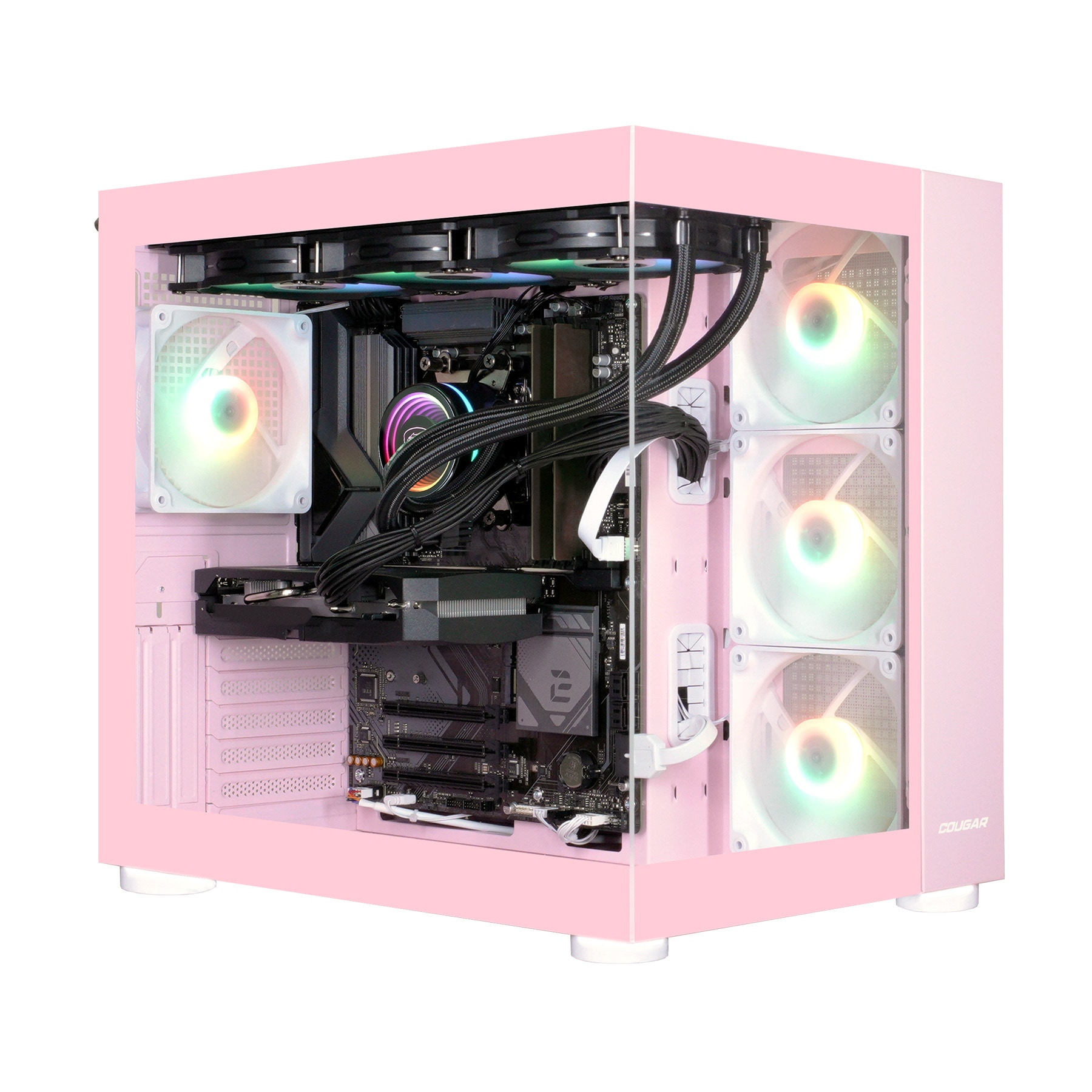 COUGAR Gaming-PC "FV150 PK 7951 AMD Ryzen 5 9600X 32GB DDR5 1TB SSD RTX 5060", pink, Microsoft Windows 11 Home (64 Bit), 32 GB RAM 1.000 GB SSD, Desktop-PCs, Windows 11, DDR5 RAM, Wasserkühlung Image