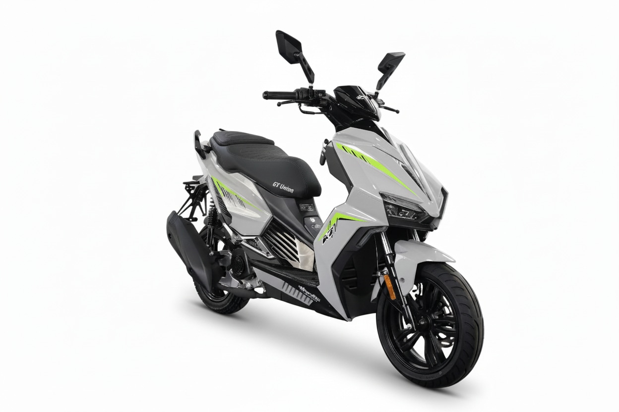 Motorroller GT UNION "Matador A7, 50 ccm, 45 km/h", grau, grün, schwarz, Motorroller, ohne Topcase, 45 km/h, B:74,4cm H:110cm L:190,7cm