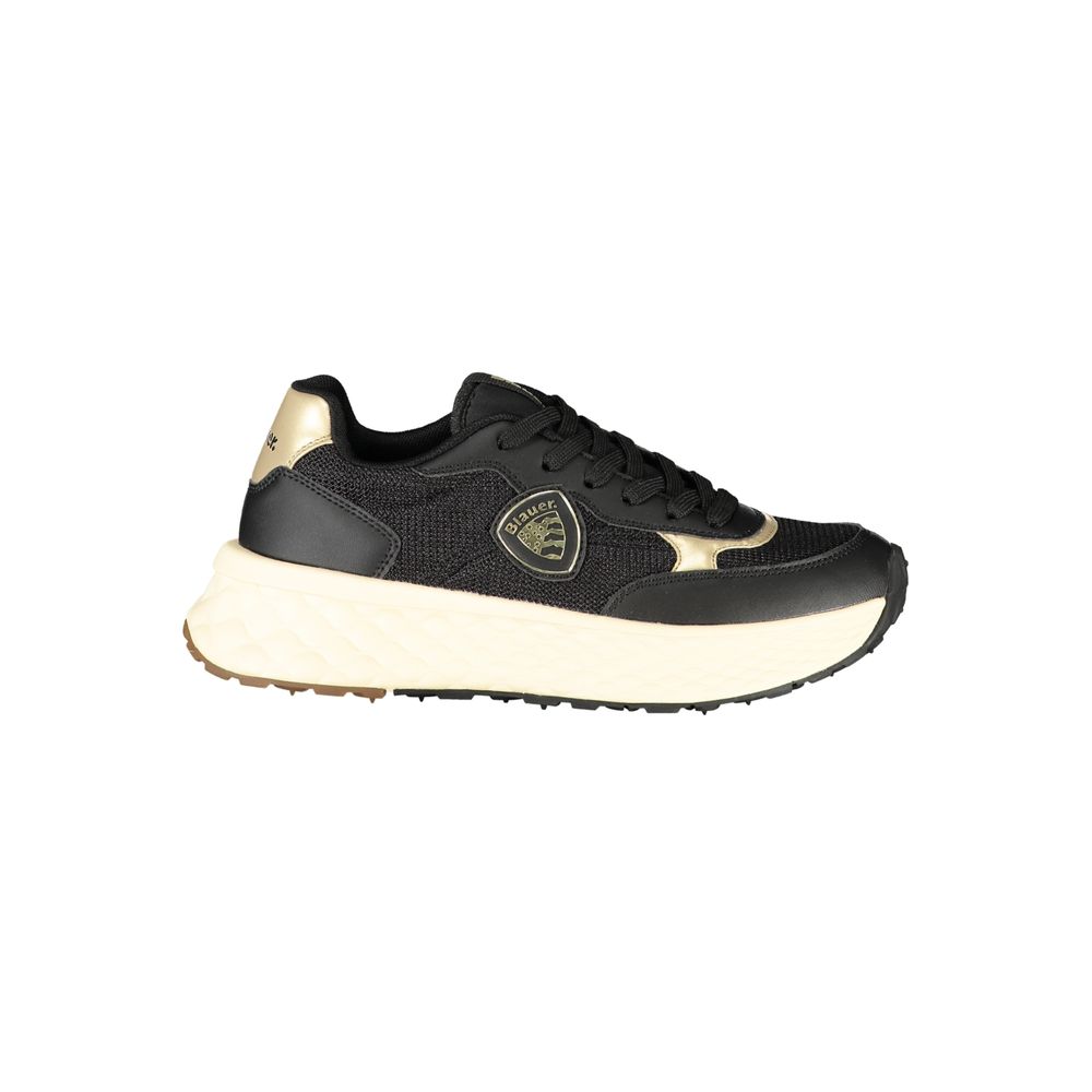 Blauer Schwarze Leder Damen Sneaker EU 36