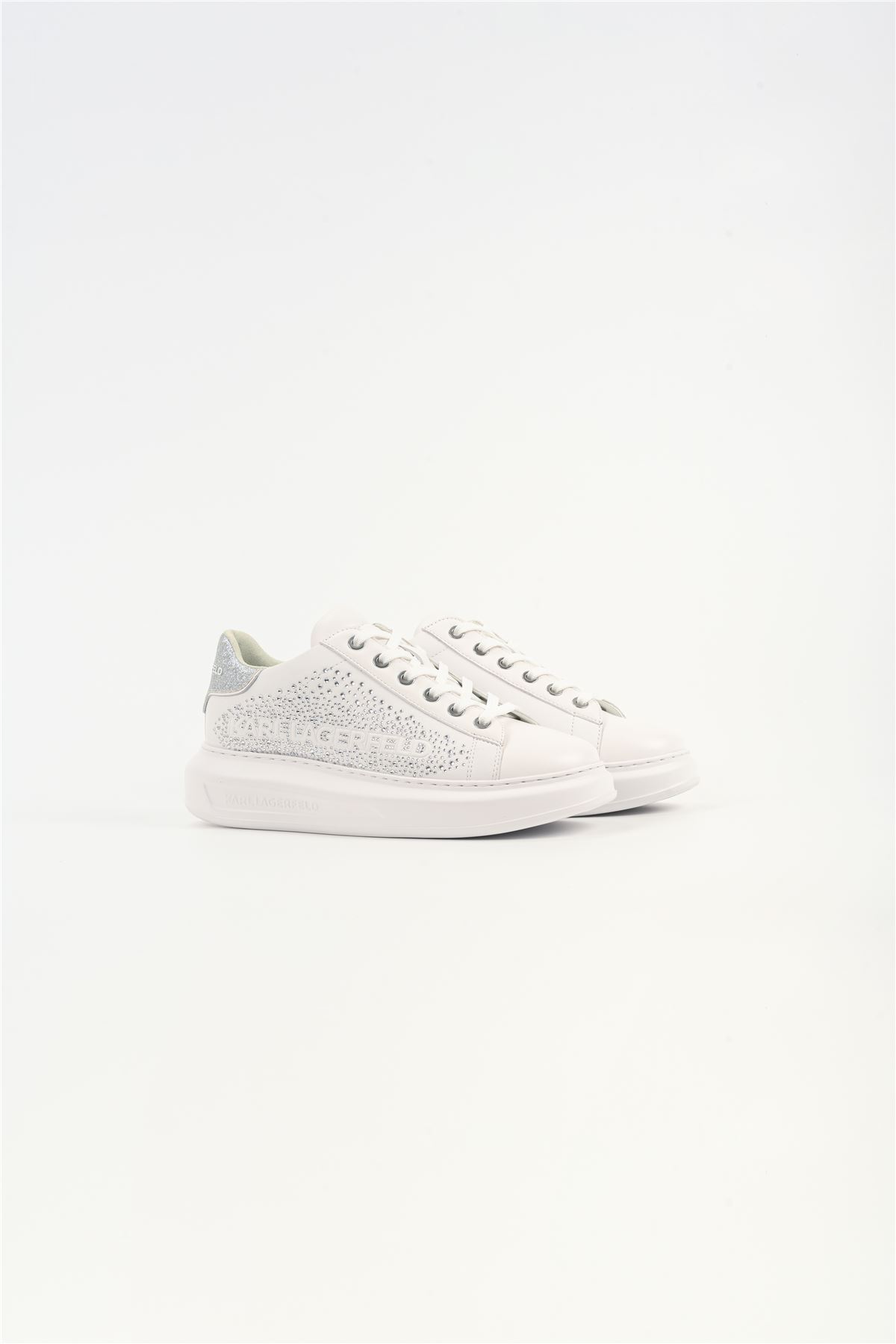 Karl Lagerfeld Kapri Konstellation Leder Damenschuhe Weiß/Silber