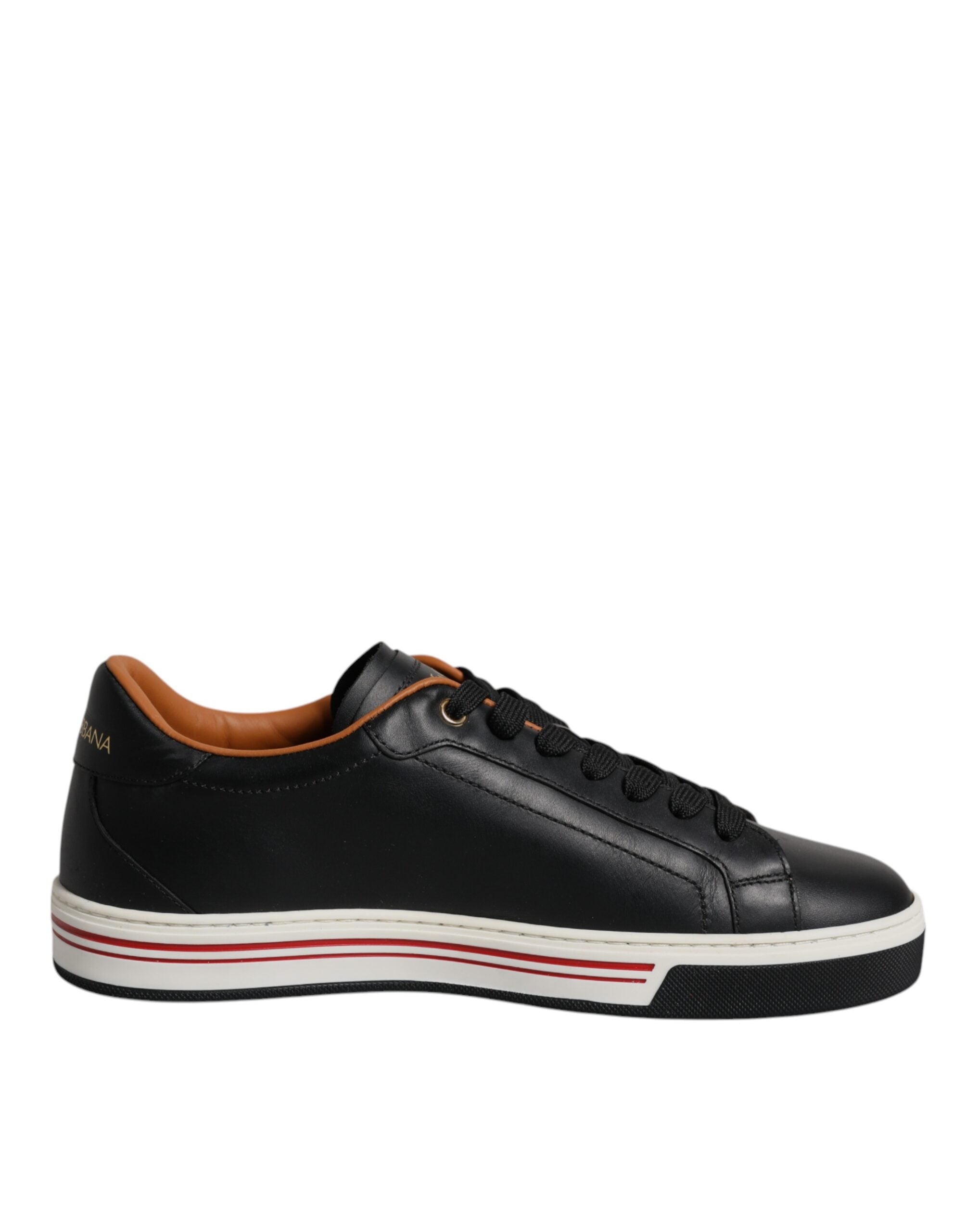 Dolce & Gabbana Schwarze Leder Low Top Herren Sneaker Schuhe