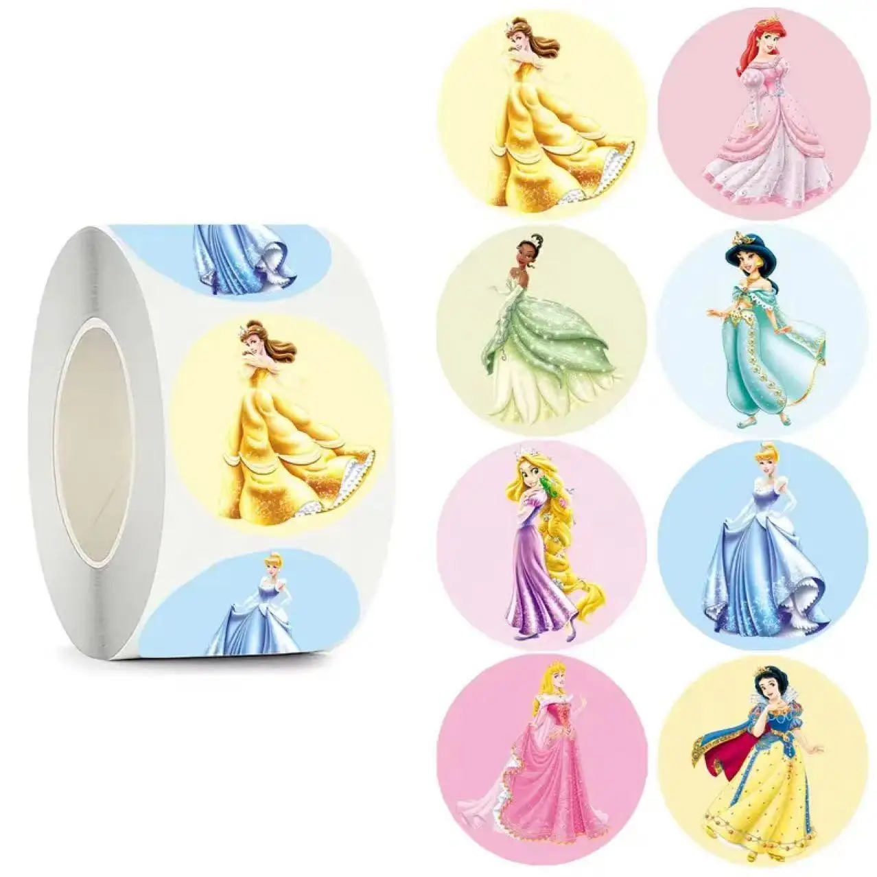500 pezzi adesivi principessa Kawaii fai da te etichetta sigillo anime cartoni animati decorativi adesivi per caramelle per feste per bambini rotoli adesivi per confezioni regalo