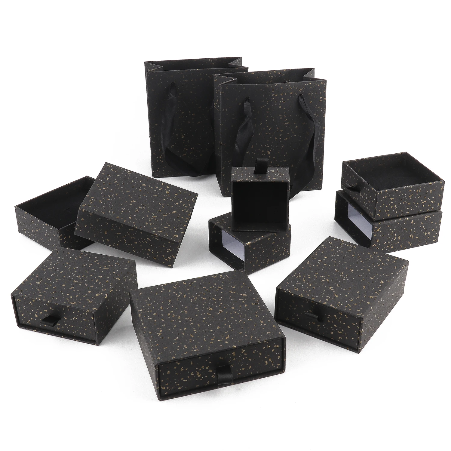 Scatole regalo Kraft Scatola di gioielli piccola in carta color oro nero Cartone Kraft Mini scatola di cartone per imballaggio di gioielli Accessori fai da te