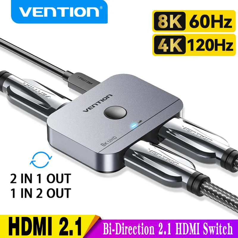 Vention 8K Splitter HDMI 4K144Hz 2 in 1 uscita per TV Xiaomi Xbox SeriesX PS5 Cavo HDMI Monitor Proiettore Switcher HDMI 2.1