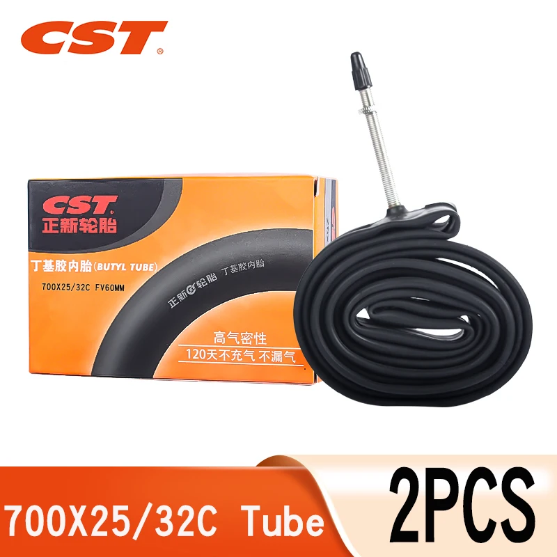 2PCS CST Camera d'aria per bici 700C Gomma butilica 700X25/28/30/32C Per pneumatici per fotocamera per bicicletta da strada 48/60/80MM Presta /Schrader Tubo valvola
