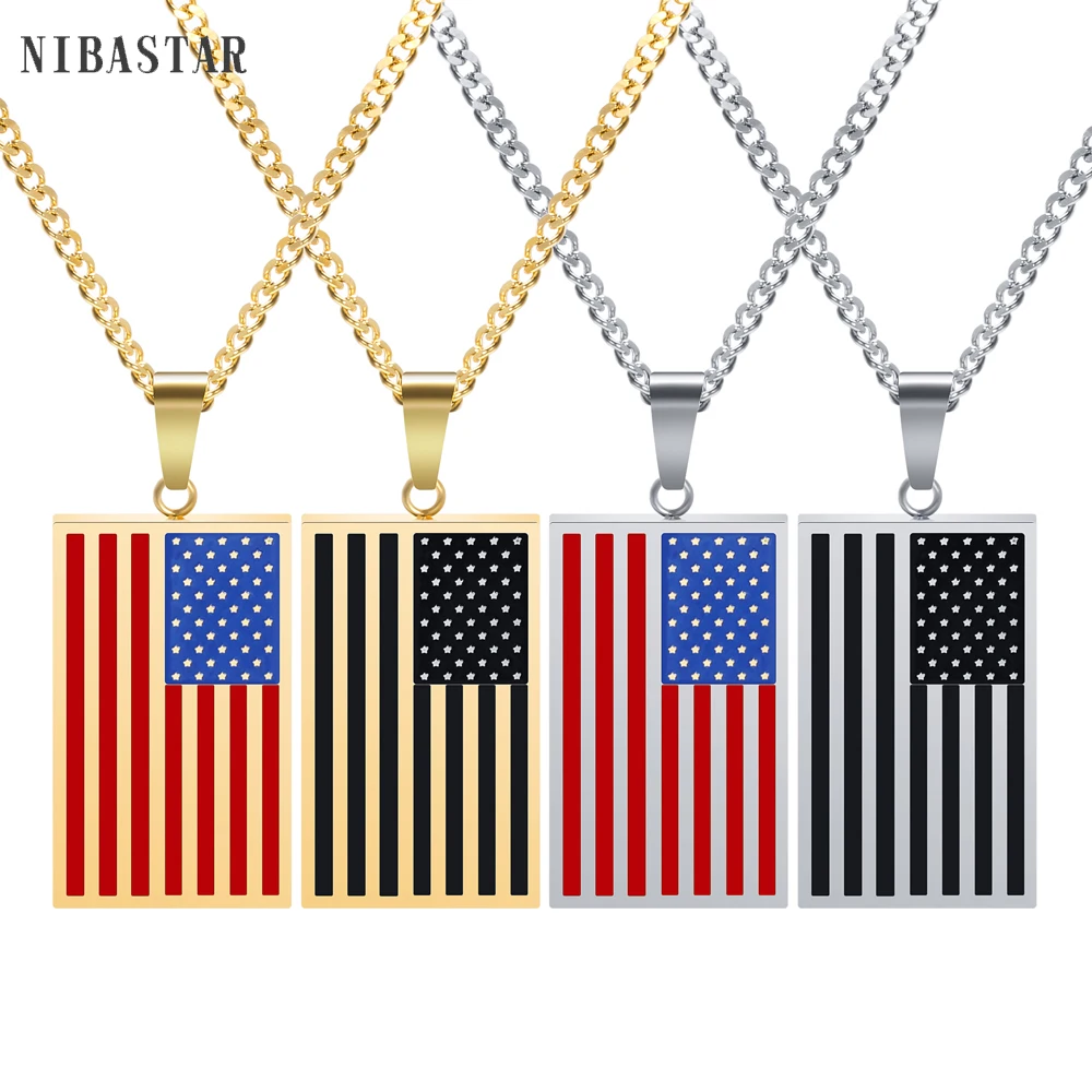Pendenti e collana classici con bandiera americana per donna uomo 4 colori in acciaio inossidabile Hip Hop Fashion Street Jewelry 2021 nuovo