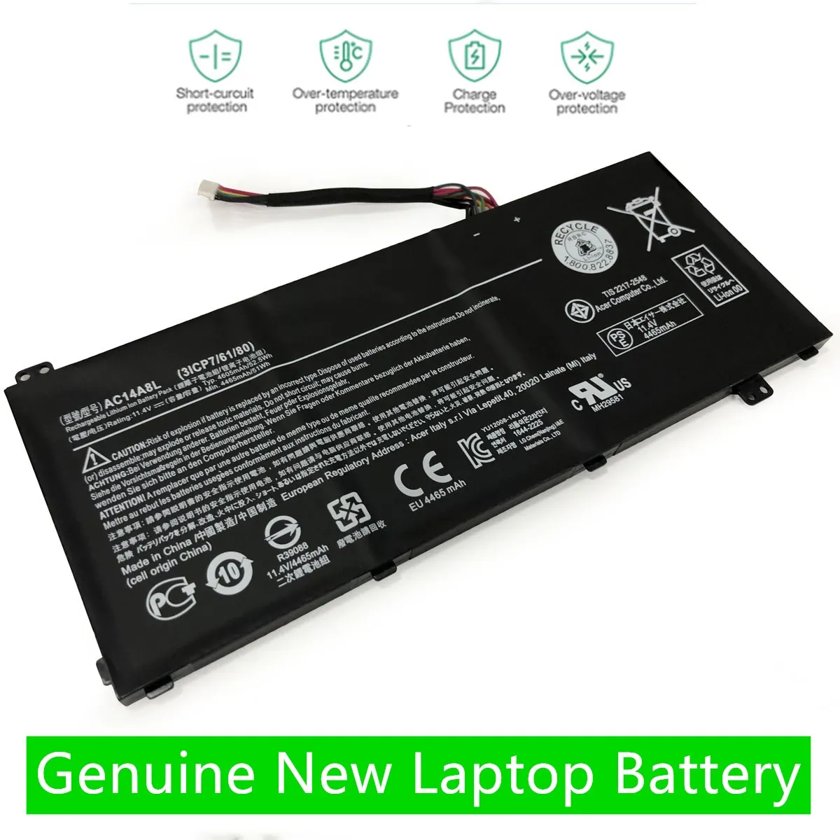 ONEVAN Nuova Batteria Del Computer Portatile AC14A8L Per Acer Aspire VN7-571 571G 591 591G 791G MS2391 KT.0030G.001 11.4V 4605mAh