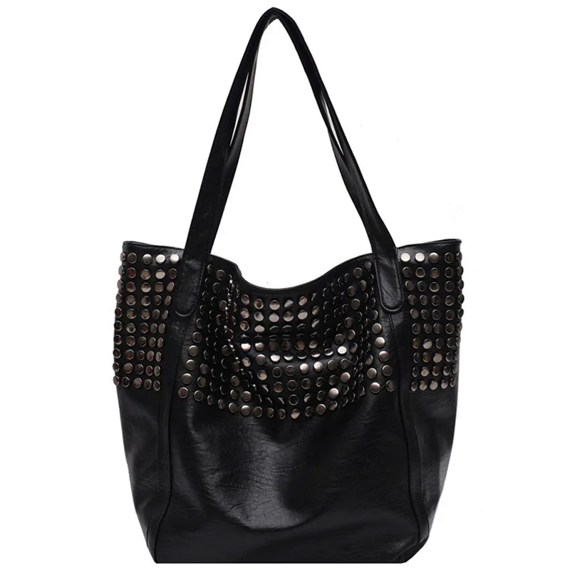 Borsa e borsa da donna Casual borsa Tote di grande capacità borsa da donna di alta qualità Vintag borse a tracolla rivetto in morbida pelle Pu