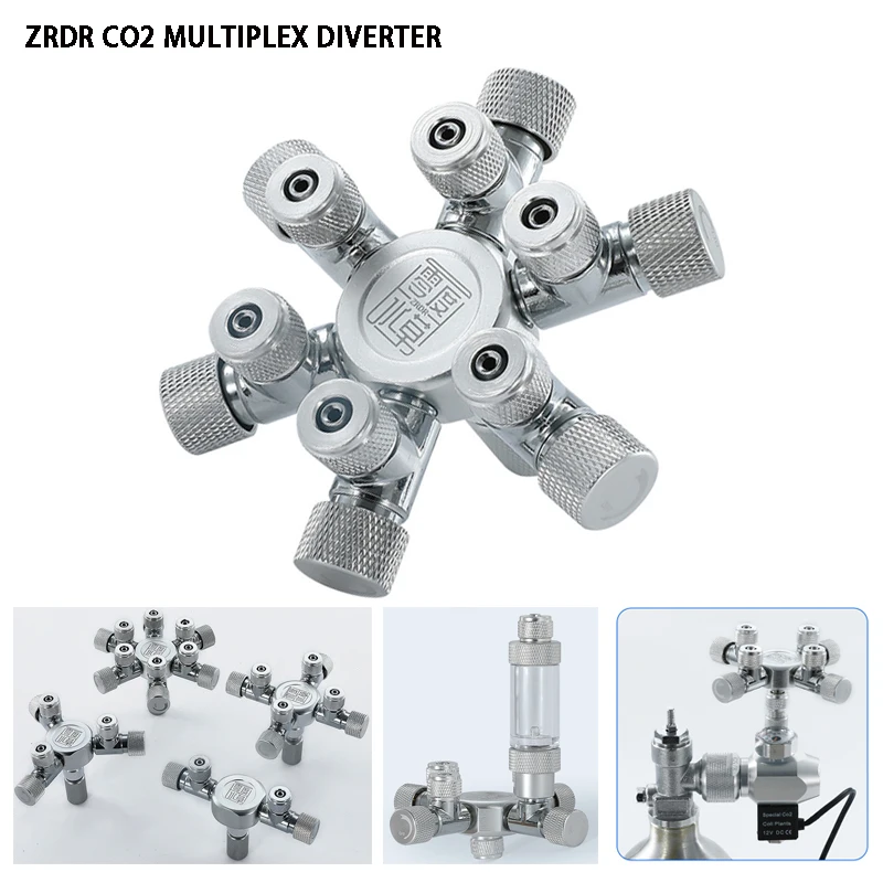 Acquario shunt CO2 regolatore CO2 valvola di regolazione shunt multidirezionale in lega di alluminio CO2 multi-pass 2-6 shunt acquario forniture
