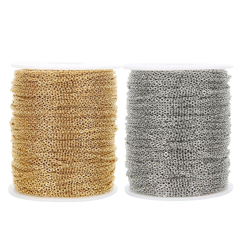 2 catene Rolo in acciaio inossidabile m/lotto 1.2/1.5/2/2.5mm catene a maglie placcate oro rosa/oro adatte alla creazione di gioielli con bracciale collana fai da te