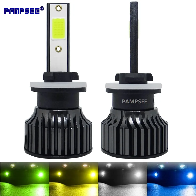Mini Led Lampadine per fari auto H7 H4 H1 H3 9005 HB3 9006 HB4 H11 Led H8 H9 H16 H27/880/881 Faro per auto Verde limone 72W 16000LM