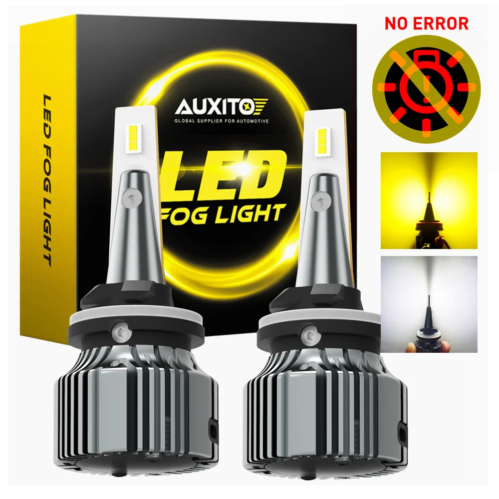 AUXITO 2PCS 880 881 Lampadina fendinebbia a Led gialla Canbus H27 H11 H8 H9 PSX24W H10 5202 9006 Lampada fendinebbia a Led bianca Lampada di guida per auto DRL