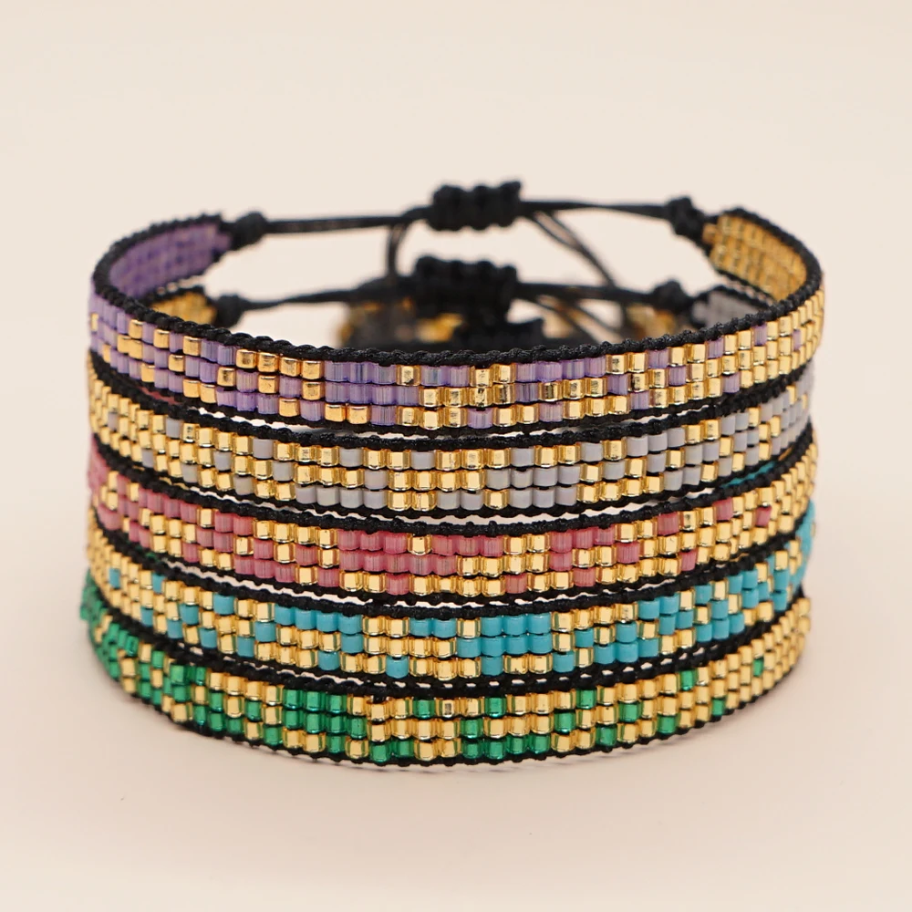 Go2Boho Gioielli fatti a mano Braccialetti con perline arcobaleno impermeabili Spiaggia estiva per donne Ragazza adolescente Boho Miyuki Perline Pulsera Regali