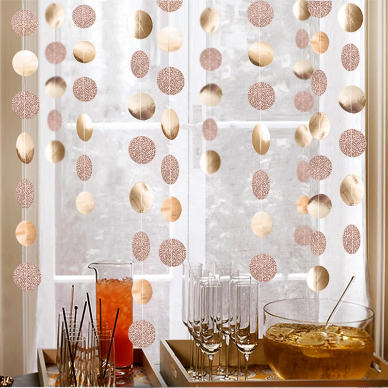 4M Stella di carta Ghirlanda rotonda Oro rosa Appeso Banner Bandiera Fai da te Per adulti Bambini Decorazione per feste di compleanno Forniture Matrimonio Baby Shower
