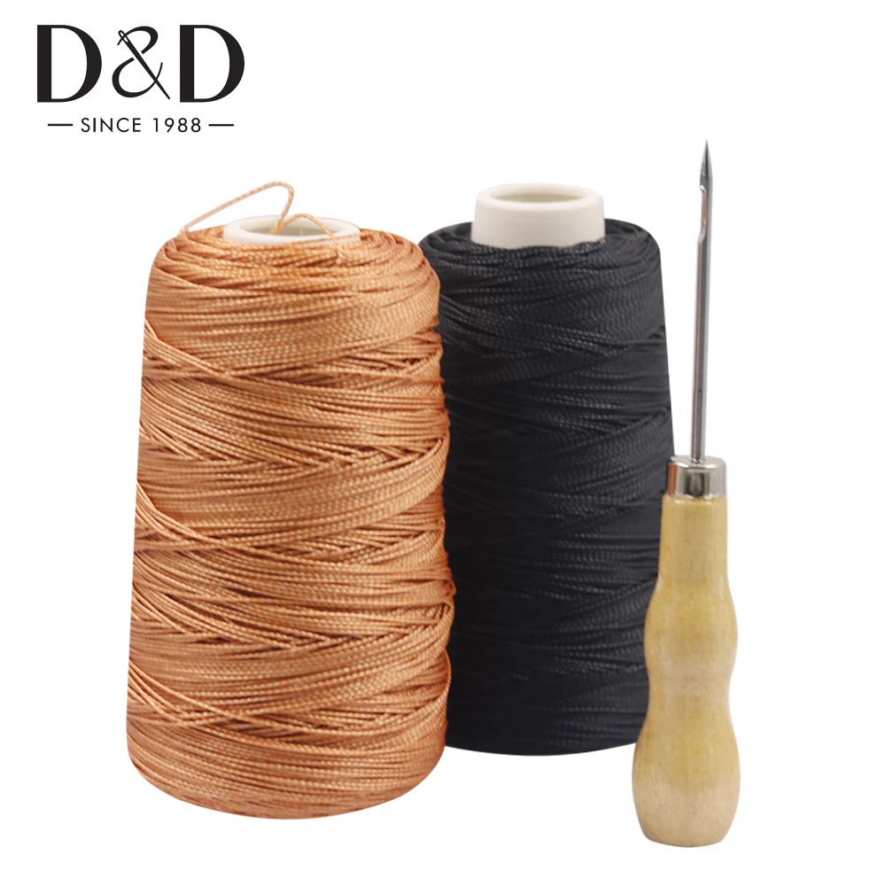 Filo per cucire in Nylon da 300M filo cerato per cucire in pelle e manico in legno punteruolo per cucire per scarpe di riparazione cuciture a mano strumenti per cucire