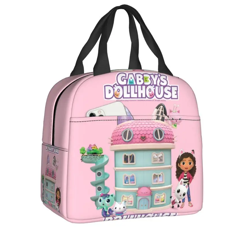 Gabbys Dollhouse Borsa termica per il pranzo per donna Mercat Cat Borsa termica portatile Bento Box School