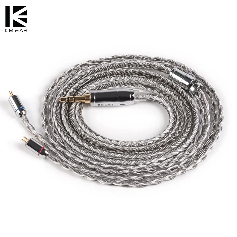KBEAR 16 Core Cavo per auricolari bilanciato placcato argento 2.5/3.5/4.4MM MMCX/2PIN/QDC Connettore per cuffie per auricolari KZ BL-03 Auricolare