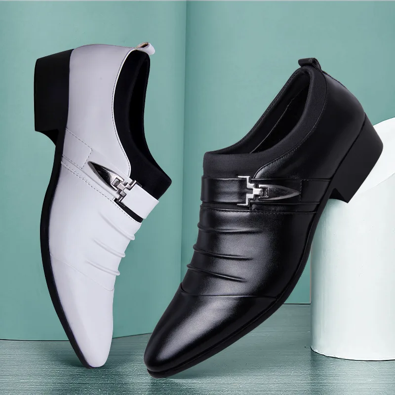 Scarpe eleganti classiche da uomo Slip on Scarpe in pelle PU da uomo Scarpe formali da uomo casual da lavoro con punta taglie forti per matrimonio