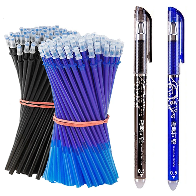 Penna cancellabile Penne gel 0,5 mm Blu/Nero Penna a inchiostro Asta Set di ricarica per materiale scolastico Studente Esame di scrittura Cancelleria Penna carina