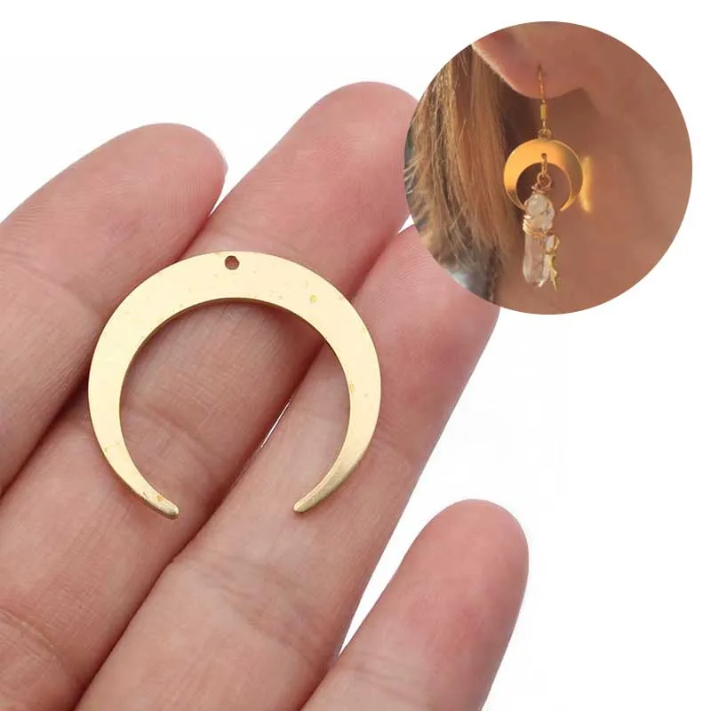 10 pz 27x26mm Ottone Grezzo Luna Pendenti E Ciondoli Ciondolo per Orecchini FAI DA TE Collana Bracciale Pendenti E Ciondoli Creazione di Gioielli Fatti A Mano forniture