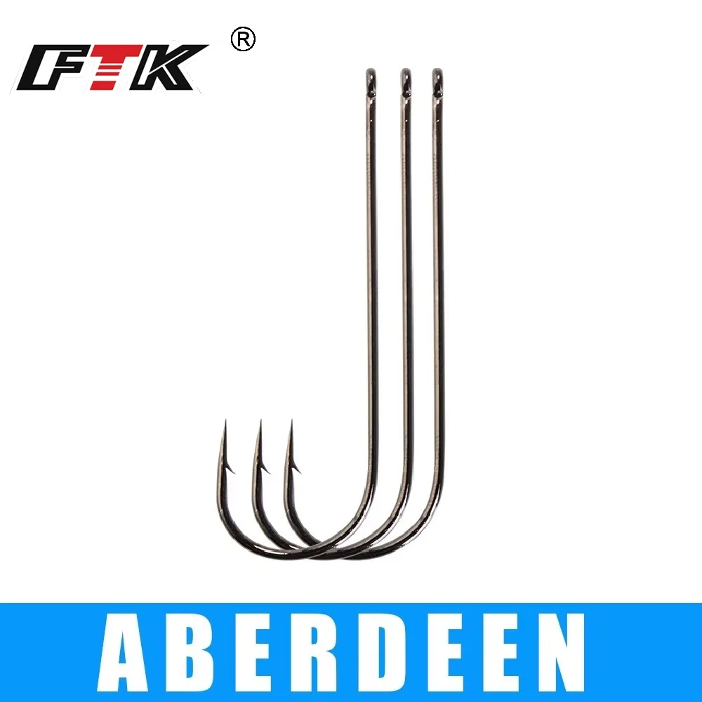FTK 5-9 pezzi amo da pesca ABERDEEN con anello 4/0-10 # Amo da pesca con spinato in acciaio ad alto tenore di carbonio, amo da pesca alla carpa, con esca a vite senza fine