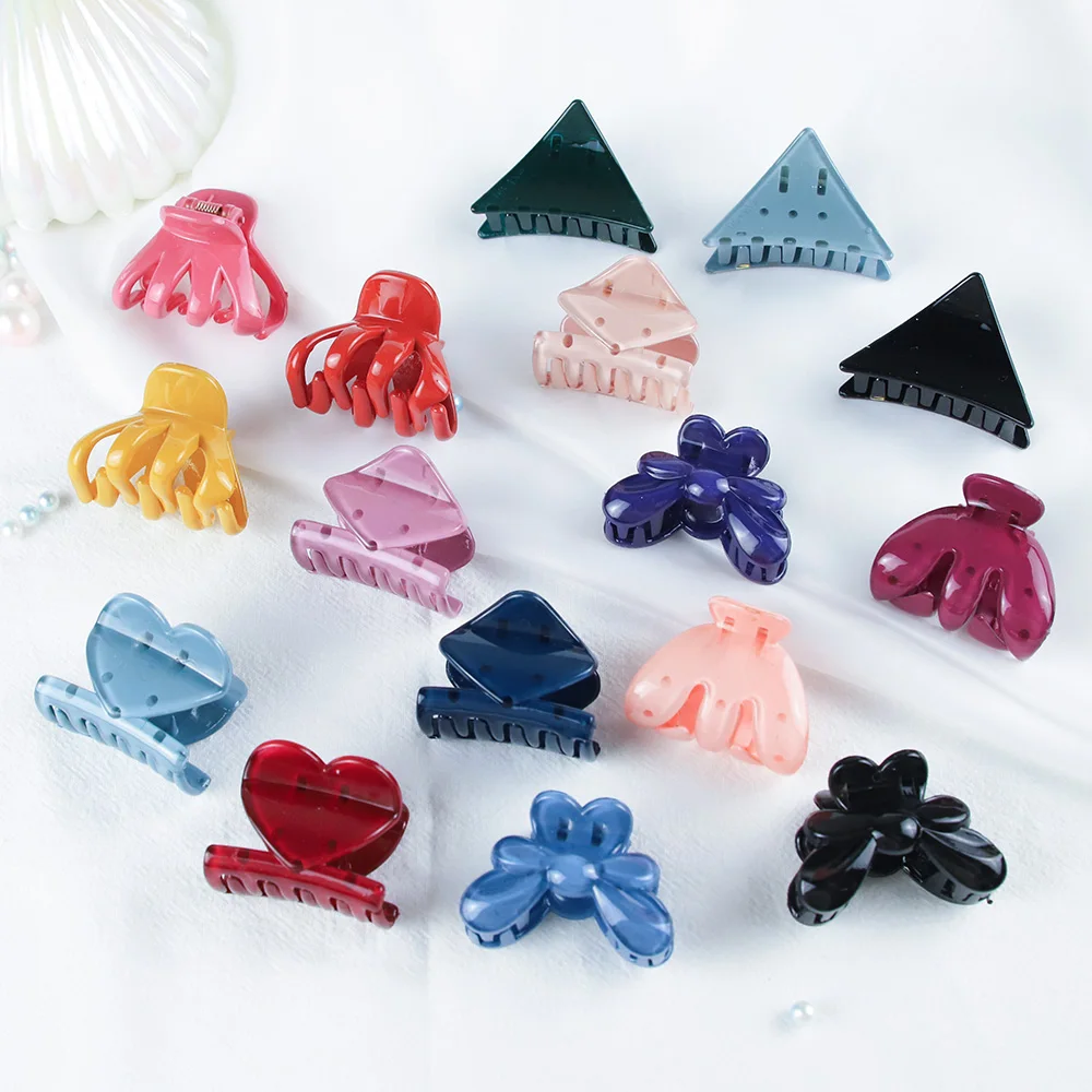 12 pz/set clip di artigli per capelli geometrici in plastica colorata donne ragazze 4cm piccoli morsetti per capelli granchio Barrettes forcine accessori per capelli