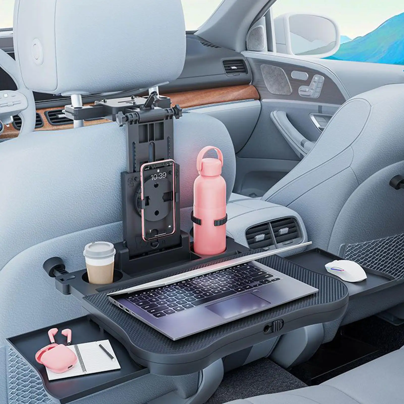 Auto-Rücksitz-Tisch mit Hoher Tragfähigkeit, Faltbar und Verstellbar, Auto-Schreibtisch für Laptop, Aufbewahrungsorganizer, Innenraum-Zubehör Image
