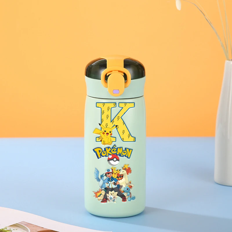 460ml Pokémon Edelstahl-Thermosflasche Pikachu Buchstaben A-Z Thermische Wasserbecher Anime Cartoon Outdoor Isolierte Vakuumflasche Image