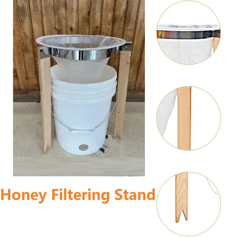 Honigfilterständer aus Holz mit konischem Filter, Honigsieb, Stativständer, Honigextraktor, Filterständer, Bienenzuchtwerkzeuge Image