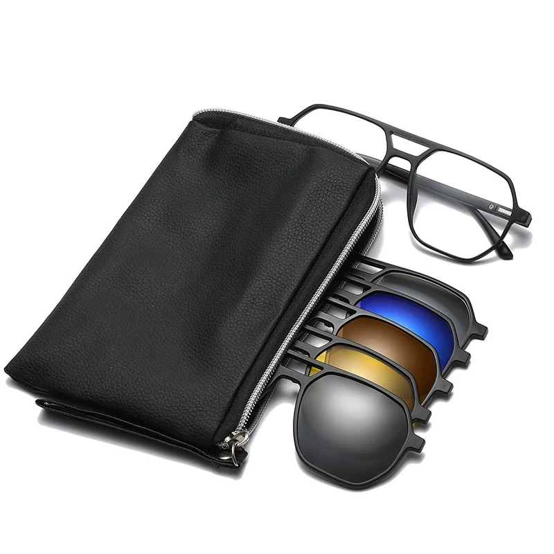 2381A 2-in-1 polarisierte Nachtsicht-optische magnetische Sonnenbrillengestelle zum Anklipsen, zum Anklipsen von Sonnenbrillen, verschreibungspflichtige Brillen Image