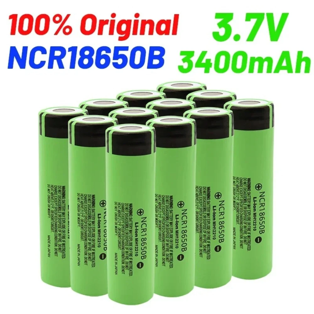 NCR18650B 3,7 V 3400 MAh 18650 100 % neuer und originaler wiederaufladbarer Akku mit spitzem Kopf für Taschenlampe, tragbarer Ventilator und Rasierer Image