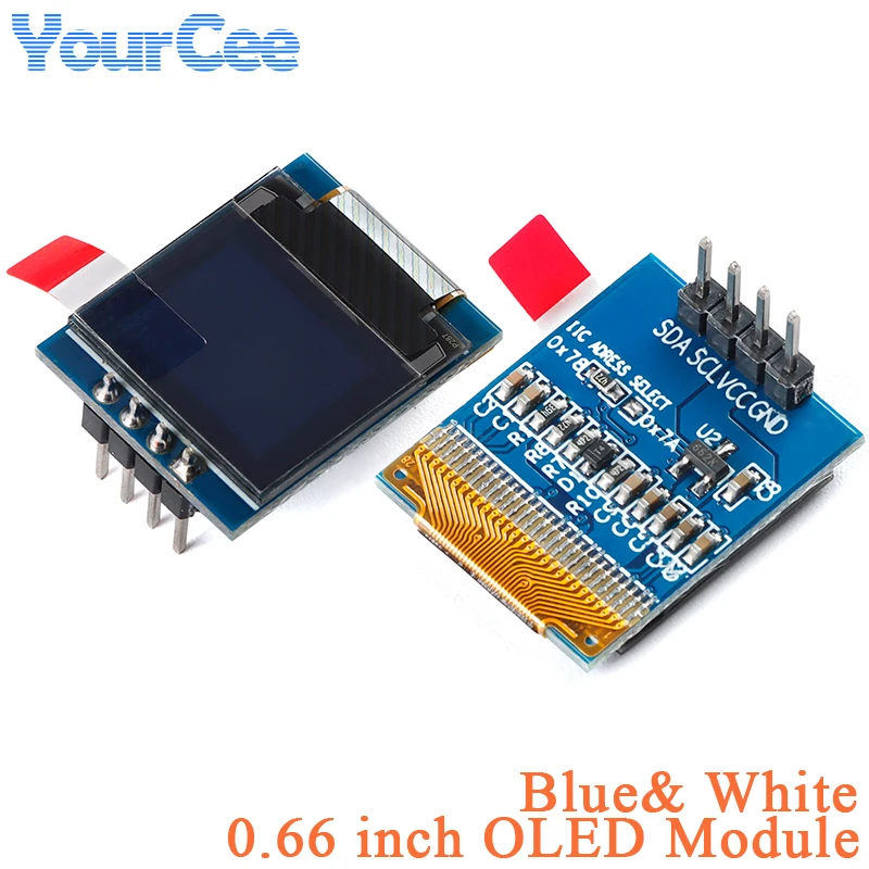 0,66 Zoll 0,66 Zoll OLED LCD Display Modul 3,3 V Weiß Blau SSD1306 Treiber I2C IIC 64X48 LED 64*48 Image
