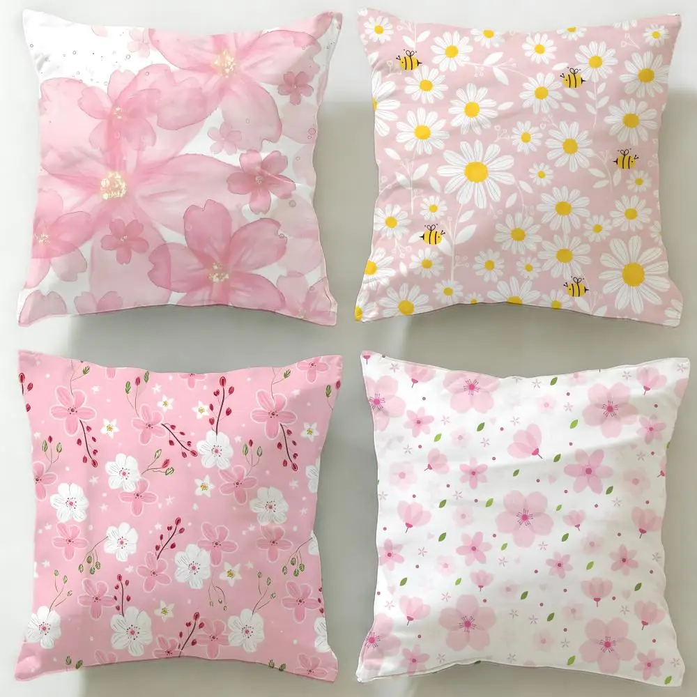 Hellrosa, sanfte Blütenblätter, Kissenbezug, weicher und leicht zu waschender Kissenbezug – vielseitig einsetzbar für Couch, Bett, Reisen und Büro Image