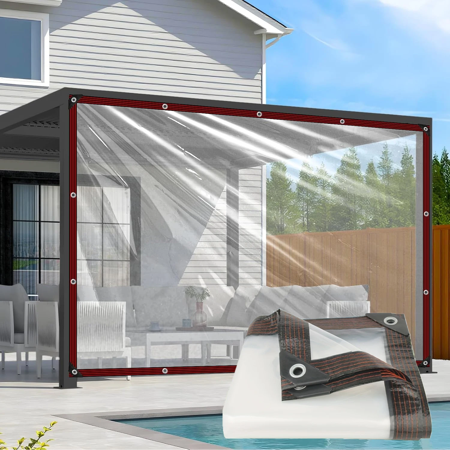 Transparente Wasserdichte Plane Klare Abdeckplane Regenschutz für Terrasse Garten Balkon