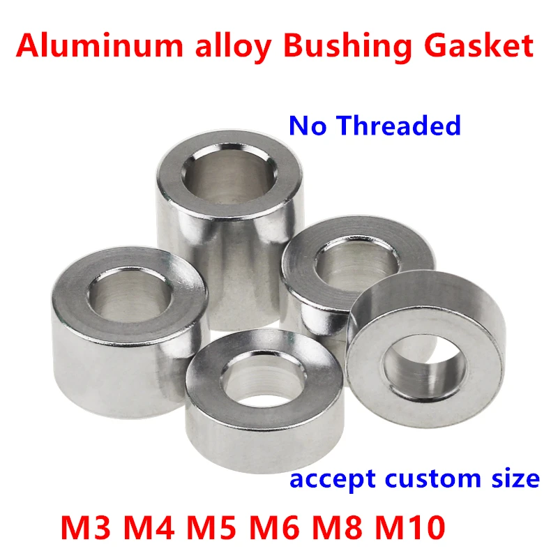 10/5 Stück M3 M4 M5 M6 M8 M10 Aluminium-Unterlegscheibe, Aluminium-Buchsendichtung, Abstandshalter, Abstandshalter ohne Gewinde, Länge 2 mm bis 30 mm Image
