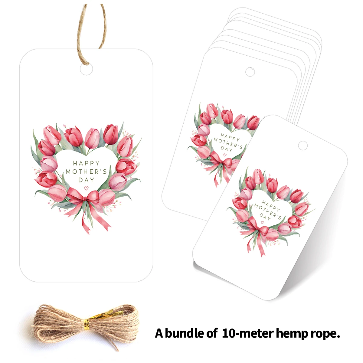 50 Stück Geschenkanhänger zum Muttertag mit Schnur, zum Befestigen an Geschenken, Blumensträußen, Geschenkverpackungen, Partykarten, Gastgeschenken, Überraschungen für Mütter, Großmütter Image