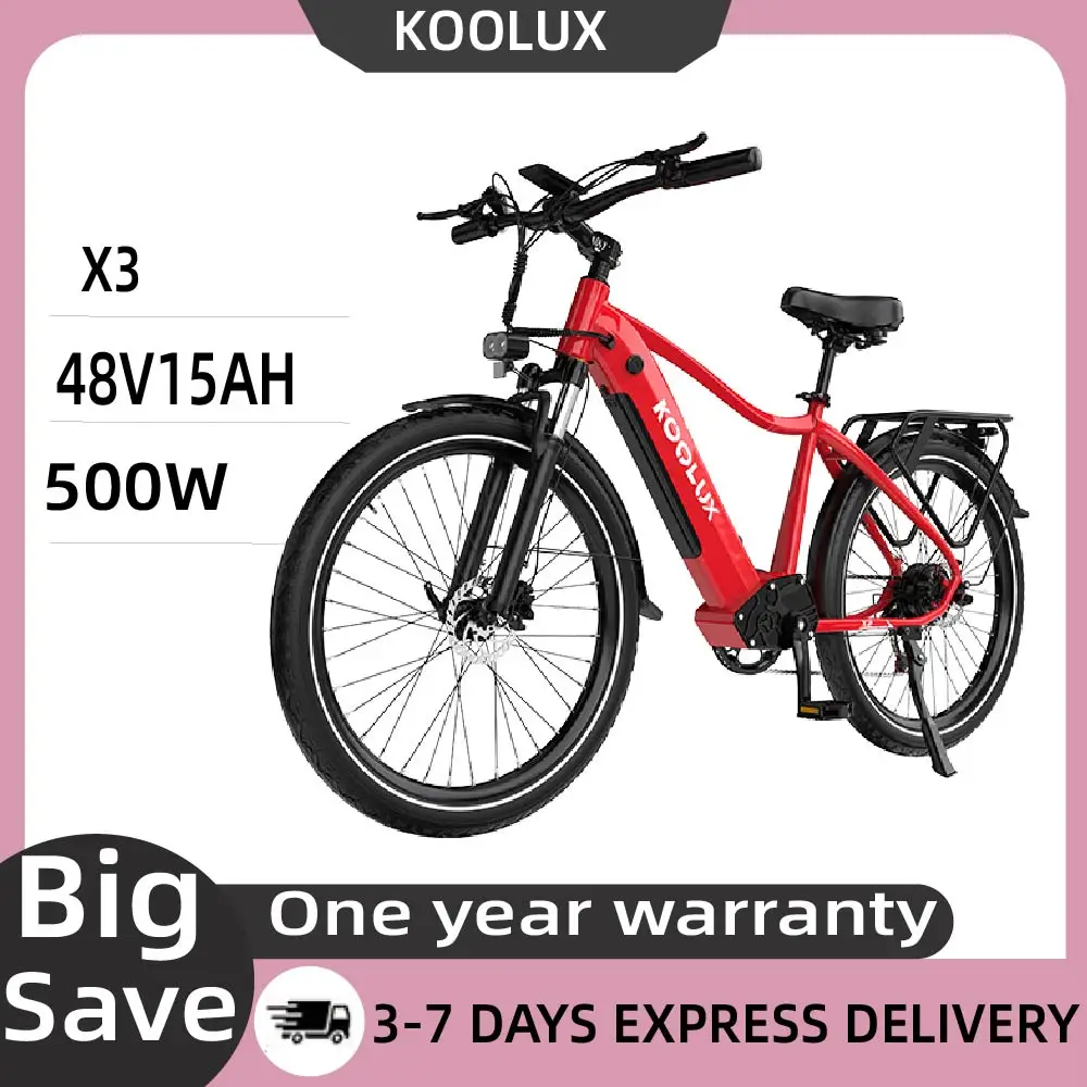 KOOLUX X3 Erwachsenen-Elektrofahrrad 500W 48V 15Ah Akku 26 Zoll City-Reifen Herren E-City E-Bike Image
