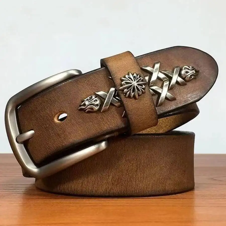 Männer Leder Gürtel Neue Männliche Bund Ceinture Hommes Leder Gürtel für Männer Breite: 38mm Zubehör Gürtel Image